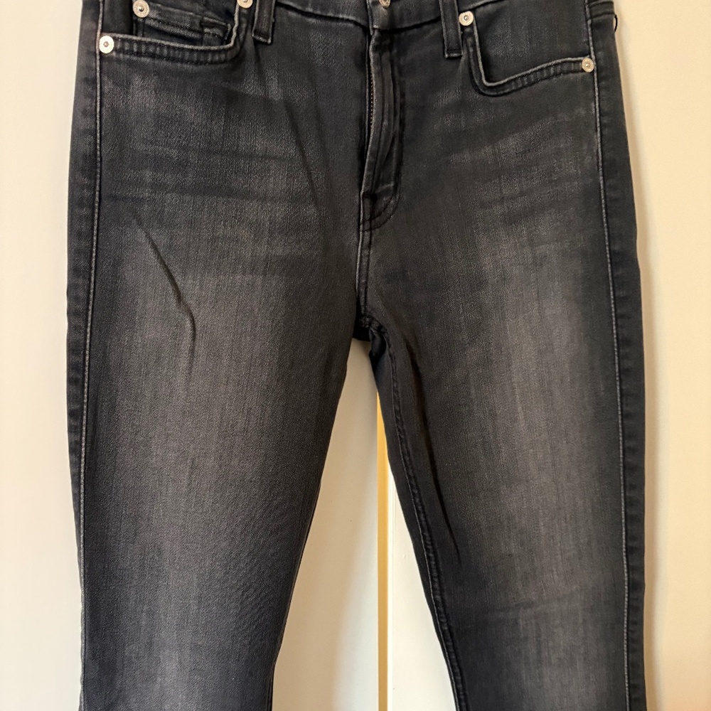 7 for all mankind dark gray black super skinny jeans - size 25
